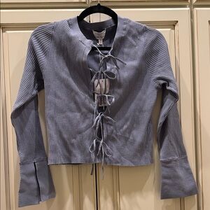 & Other Stories Women's Periwinkle Lace-Up Ribbed sweater